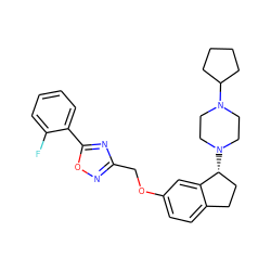 Fc1ccccc1-c1nc(COc2ccc3c(c2)[C@H](N2CCN(C4CCCC4)CC2)CC3)no1 ZINC000028880889