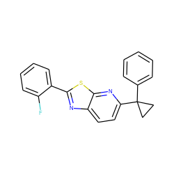 Fc1ccccc1-c1nc2ccc(C3(c4ccccc4)CC3)nc2s1 ZINC000082156110