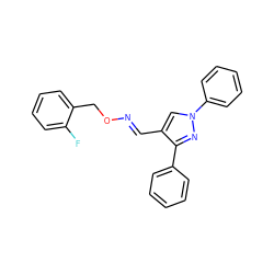 Fc1ccccc1CO/N=C/c1cn(-c2ccccc2)nc1-c1ccccc1 ZINC000653688019