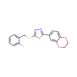 Fc1ccccc1CSc1nnc(-c2ccc3c(c2)OCCO3)o1 ZINC000073195873