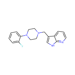 Fc1ccccc1N1CCN(Cc2c[nH]c3ncccc23)CC1 ZINC000028769079