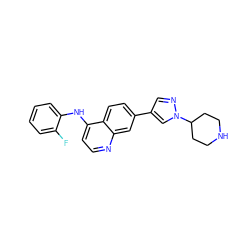 Fc1ccccc1Nc1ccnc2cc(-c3cnn(C4CCNCC4)c3)ccc12 ZINC001772648634