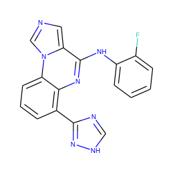 Fc1ccccc1Nc1nc2c(-c3nc[nH]n3)cccc2n2cncc12 ZINC000068248129