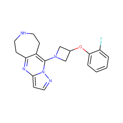 Fc1ccccc1OC1CN(c2c3c(nc4ccnn24)CCNCC3)C1 ZINC000066111717