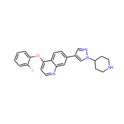 Fc1ccccc1Oc1ccnc2cc(-c3cnn(C4CCNCC4)c3)ccc12 ZINC001772606509