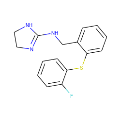 Fc1ccccc1Sc1ccccc1CNC1=NCCN1 ZINC000000346636