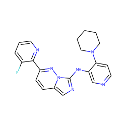 Fc1cccnc1-c1ccc2cnc(Nc3cnccc3N3CCCCC3)n2n1 ZINC000142895907