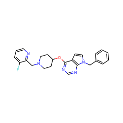 Fc1cccnc1CN1CCC(Oc2ncnc3c2ccn3Cc2ccccc2)CC1 ZINC000084602662