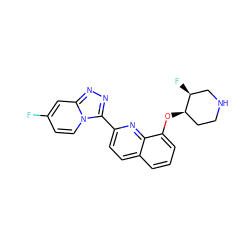 Fc1ccn2c(-c3ccc4cccc(O[C@@H]5CCNC[C@@H]5F)c4n3)nnc2c1 ZINC000096175023