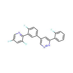 Fc1cnc(-c2cc(-c3cnnc(-c4ccccc4F)c3)ccc2F)c(F)c1 ZINC000013686132