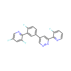 Fc1cnc(-c2cc(-c3cnnc(-c4ncccc4F)c3)ccc2F)c(F)c1 ZINC000013686177