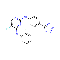 Fc1cnc(Nc2ccc(-c3nnn[nH]3)cc2)nc1Nc1ccccc1Cl ZINC000087613231