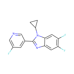 Fc1cncc(-c2nc3cc(F)c(F)cc3n2C2CC2)c1 ZINC000113876080