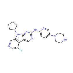 Fc1cncc2c1c1cnc(Nc3ccc(N4CCNCC4)cn3)nc1n2C1CCCC1 ZINC000117695922