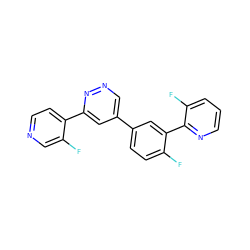 Fc1cnccc1-c1cc(-c2ccc(F)c(-c3ncccc3F)c2)cnn1 ZINC000013686148