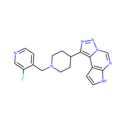 Fc1cnccc1CN1CCC(c2nnn3cnc4[nH]ccc4c23)CC1 ZINC001772643988