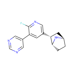 Fc1ncc([C@@H]2C[C@H]3CC[C@H]2N3)cc1-c1cncnc1 ZINC001772582807