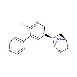 Fc1ncc([C@H]2C[C@H]3CC[C@H]2N3)cc1-c1ccncc1 ZINC000103249586