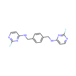 Fc1nccc(NCc2ccc(CNc3ccnc(F)n3)cc2)n1 ZINC000072108506