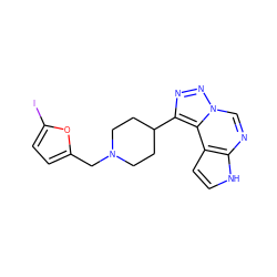 Ic1ccc(CN2CCC(c3nnn4cnc5[nH]ccc5c34)CC2)o1 ZINC001772604574