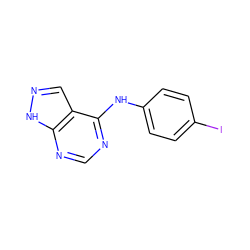 Ic1ccc(Nc2ncnc3[nH]ncc23)cc1 ZINC000000450245