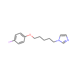 Ic1ccc(OCCCCCn2ccnc2)cc1 ZINC000299863167