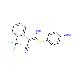 N#C/C(=C(/N)Sc1ccc(N)cc1)c1ccccc1C(F)(F)F ZINC000001910234