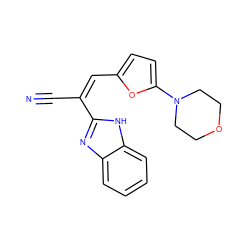 N#C/C(=C/c1ccc(N2CCOCC2)o1)c1nc2ccccc2[nH]1 ZINC000004535120