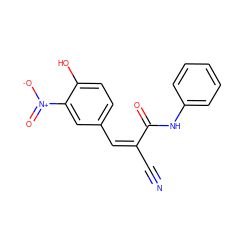 N#C/C(=C/c1ccc(O)c([N+](=O)[O-])c1)C(=O)Nc1ccccc1 ZINC000036385029