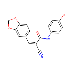 N#C/C(=C/c1ccc2c(c1)OCO2)C(=O)Nc1ccc(O)cc1 ZINC000004974057