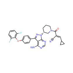 N#C/C(=C\C1CC1)C(=O)N1CCC[C@@H](n2nc(-c3ccc(Oc4c(F)cccc4F)cc3)c3c(N)ncnc32)C1 ZINC000217011130