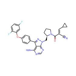 N#C/C(=C\C1CC1)C(=O)N1CCC[C@@H]1Cn1nc(-c2ccc(Oc3cc(F)ccc3F)cc2)c2c(N)ncnc21 ZINC000211015376