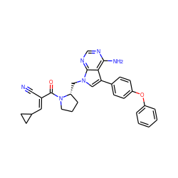 N#C/C(=C\C1CC1)C(=O)N1CCC[C@H]1Cn1cc(-c2ccc(Oc3ccccc3)cc2)c2c(N)ncnc21 ZINC000211048010