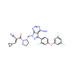 N#C/C(=C\C1CC1)C(=O)N1CCC[C@H]1Cn1nc(-c2ccc(Oc3cc(F)cc(F)c3)cc2F)c2c(N)ncnc21 ZINC000211015345