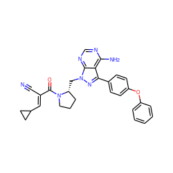 N#C/C(=C\C1CC1)C(=O)N1CCC[C@H]1Cn1nc(-c2ccc(Oc3ccccc3)cc2)c2c(N)ncnc21 ZINC000149698713