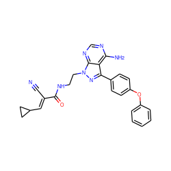 N#C/C(=C\C1CC1)C(=O)NCCn1nc(-c2ccc(Oc3ccccc3)cc2)c2c(N)ncnc21 ZINC000149434819