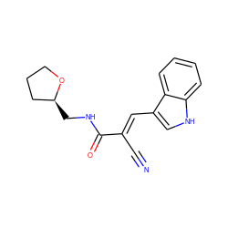 N#C/C(=C\c1c[nH]c2ccccc12)C(=O)NC[C@H]1CCCO1 ZINC000000247380