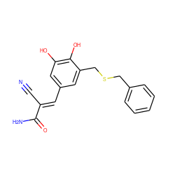 N#C/C(=C\c1cc(O)c(O)c(CSCc2ccccc2)c1)C(N)=O ZINC000013833839