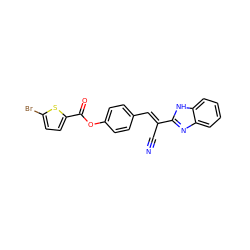 N#C/C(=C\c1ccc(OC(=O)c2ccc(Br)s2)cc1)c1nc2ccccc2[nH]1 ZINC000006143844