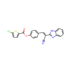 N#C/C(=C\c1ccc(OC(=O)c2ccc(Cl)s2)cc1)c1nc2ccccc2[nH]1 ZINC000004746535