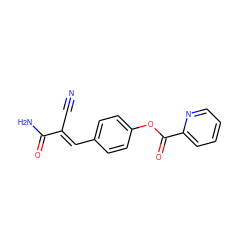 N#C/C(=C\c1ccc(OC(=O)c2ccccn2)cc1)C(N)=O ZINC000003176019