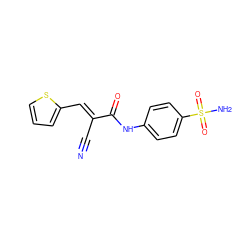 N#C/C(=C\c1cccs1)C(=O)Nc1ccc(S(N)(=O)=O)cc1 ZINC000016440792