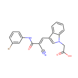 N#C/C(=C\c1cn(CC(=O)O)c2ccccc12)C(=O)Nc1cccc(Br)c1 ZINC000002304904