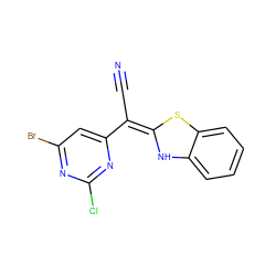 N#C/C(=C1/Nc2ccccc2S1)c1cc(Br)nc(Cl)n1 ZINC000013647665