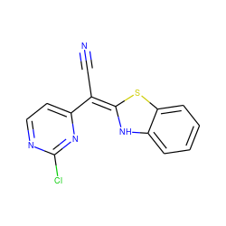 N#C/C(=C1/Nc2ccccc2S1)c1ccnc(Cl)n1 ZINC000013647670