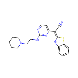 N#C/C(=C1/Nc2ccccc2S1)c1ccnc(NCCN2CCCCC2)n1 ZINC000013647718