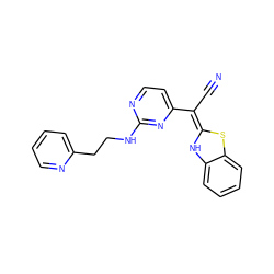 N#C/C(=C1/Nc2ccccc2S1)c1ccnc(NCCc2ccccn2)n1 ZINC000013647789