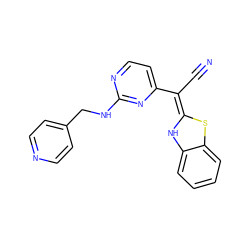 N#C/C(=C1/Nc2ccccc2S1)c1ccnc(NCc2ccncc2)n1 ZINC000013647745