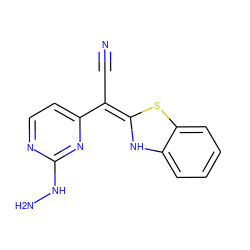 N#C/C(=C1/Nc2ccccc2S1)c1ccnc(NN)n1 ZINC000013647687