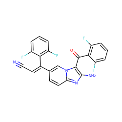 N#C/C=C(/c1ccc2nc(N)c(C(=O)c3c(F)cccc3F)n2c1)c1c(F)cccc1F ZINC000014945557